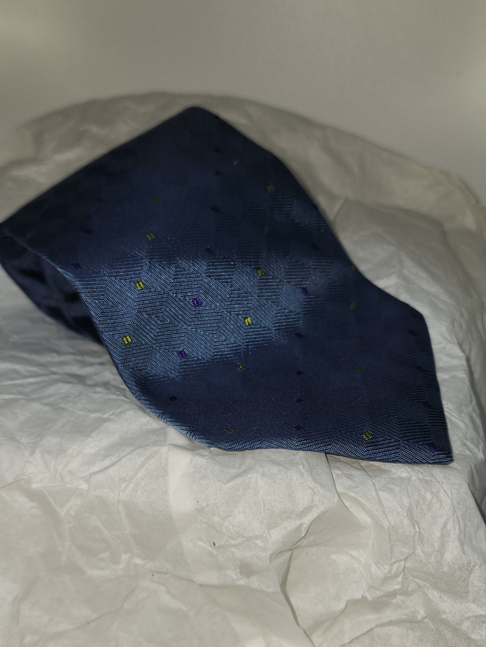 Perry Ellis Portfolio Men's Navy Patterned Silk Tie